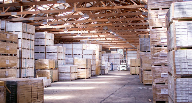 Warehouse stacked with discounted building materials